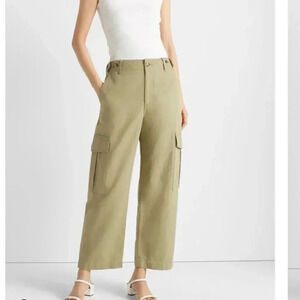 Club Monaco Refined Olive Green Wide Leg Utility Pockets‎ Cargo Pants Sz 4
